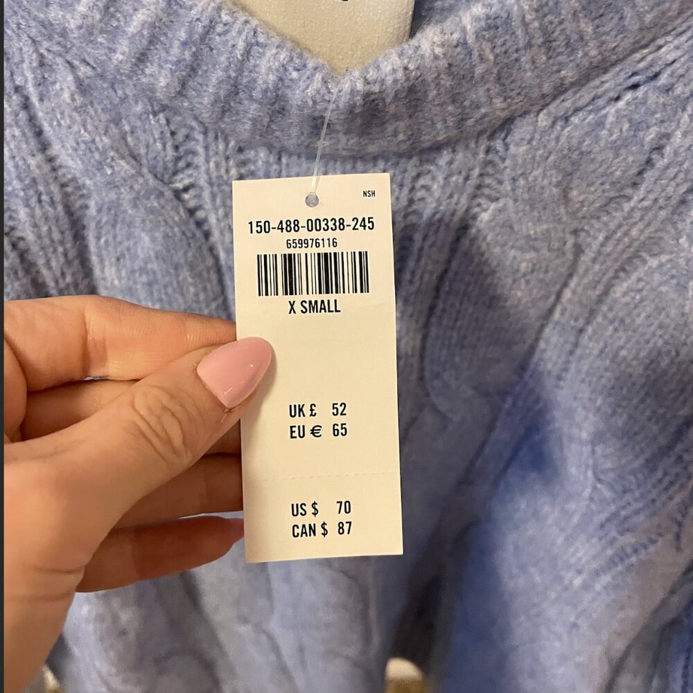 NWT ABERCROMBIE WOMEN'S A&F MADELINE CABLE CREW SWEATER--LIGHT BLUE--XS - Picture 4 of 6